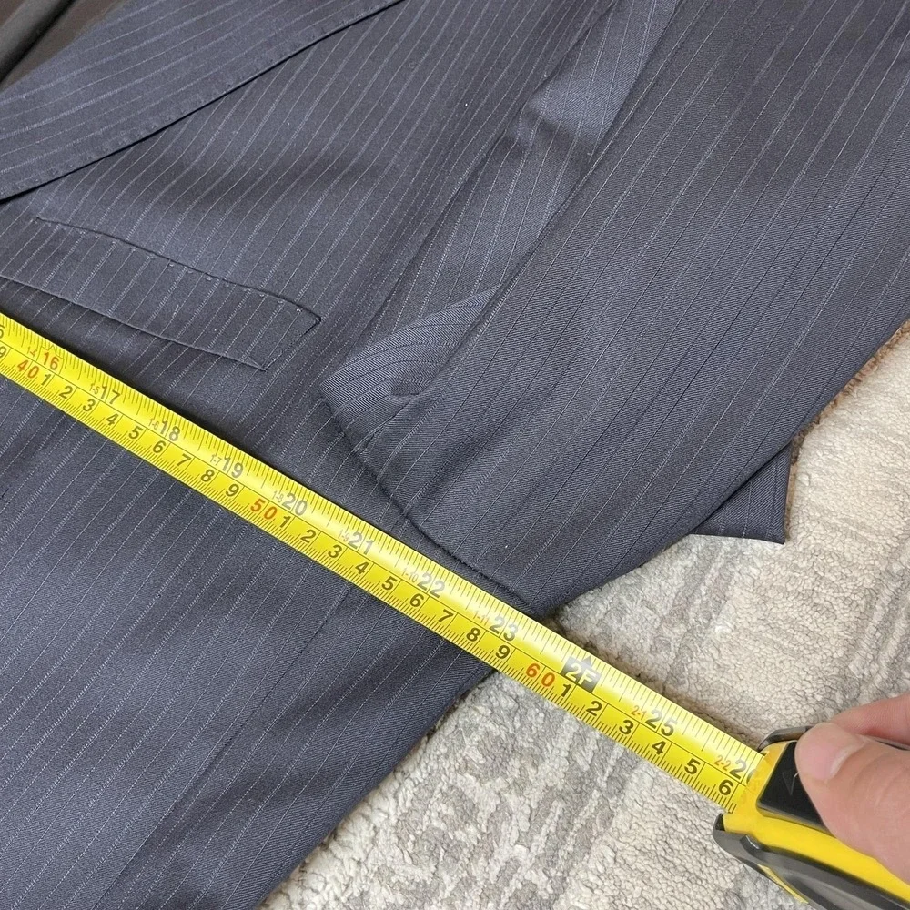 Gianni Manzoni Navy Pinstripe Blazer Reda Super 130s Virgin Wool‎ Italy 46L